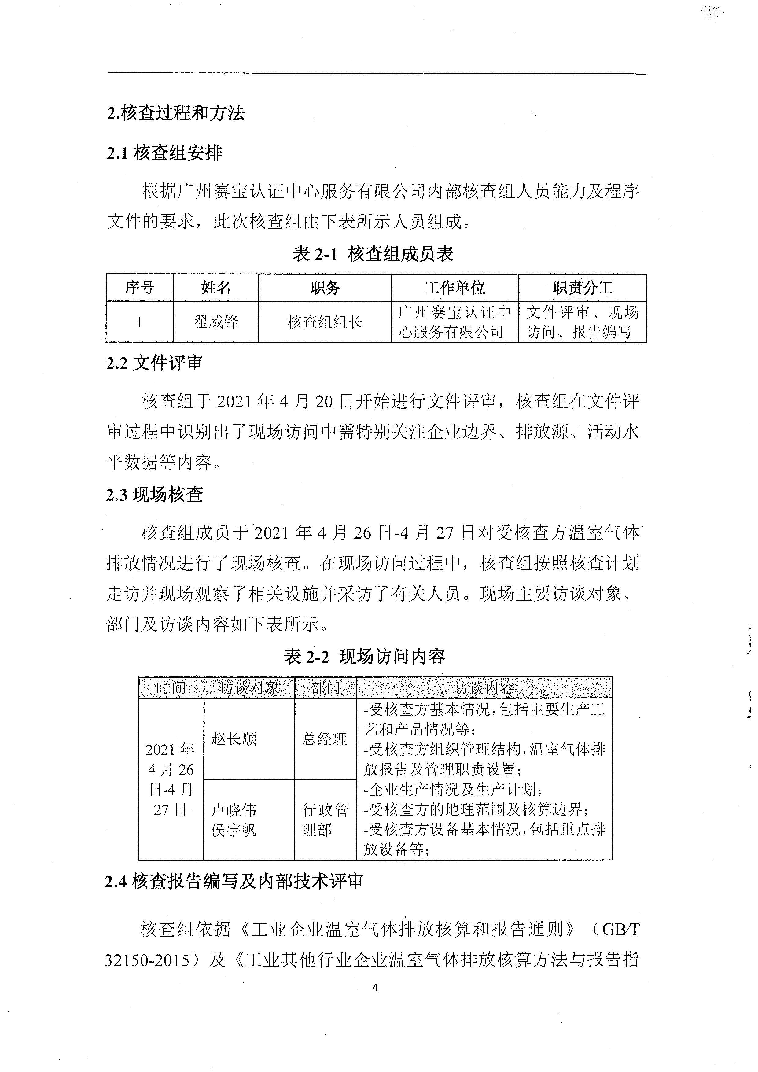 2020年度溫室氣體排放核查報(bào)告